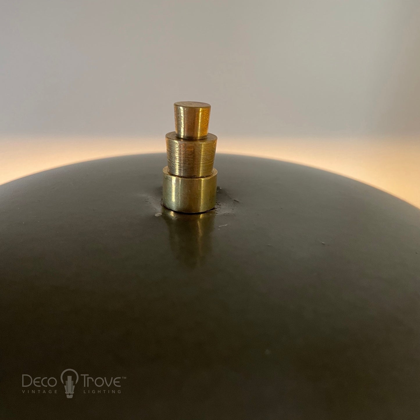 1930s Streamline Deco Fluted Dark Green Saucer Lamp