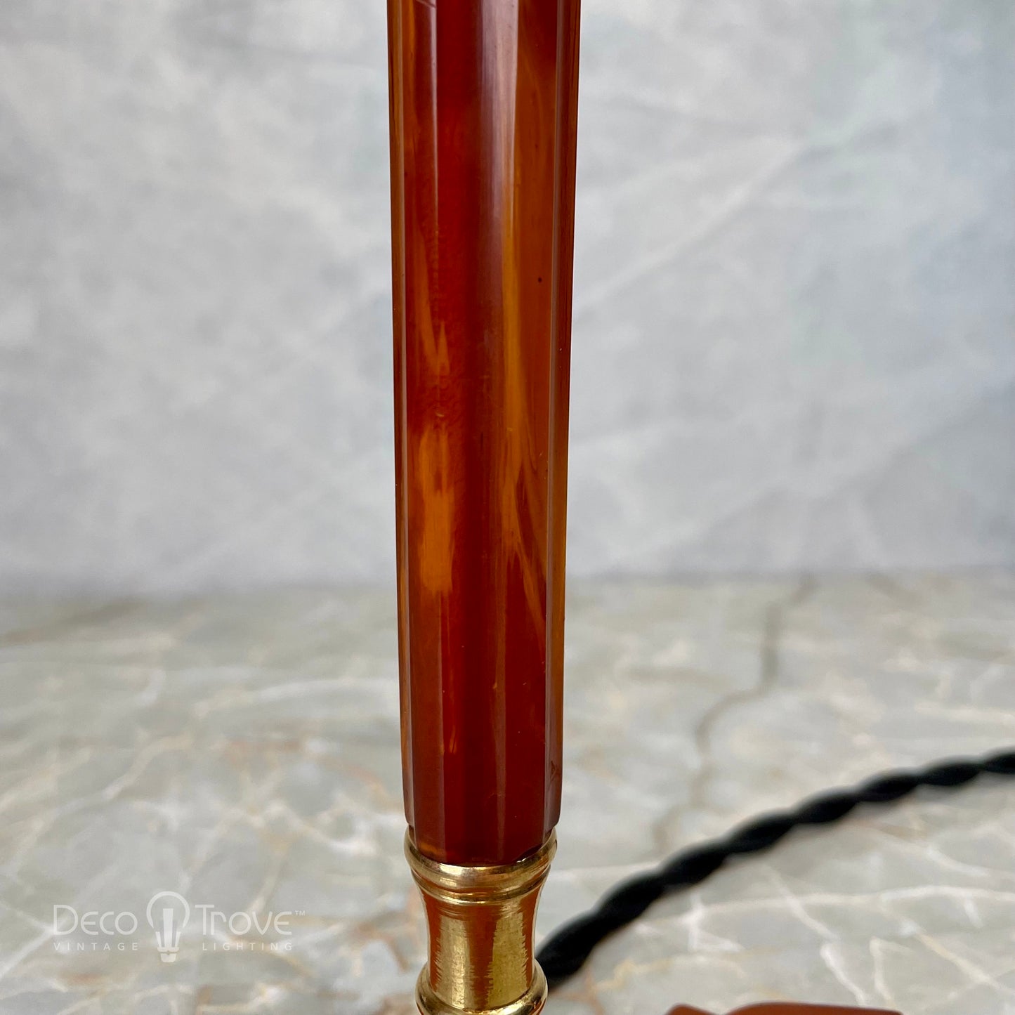 Pair of 1930s Art Deco Tall Red/Amber Fluted Bakelite Lamps