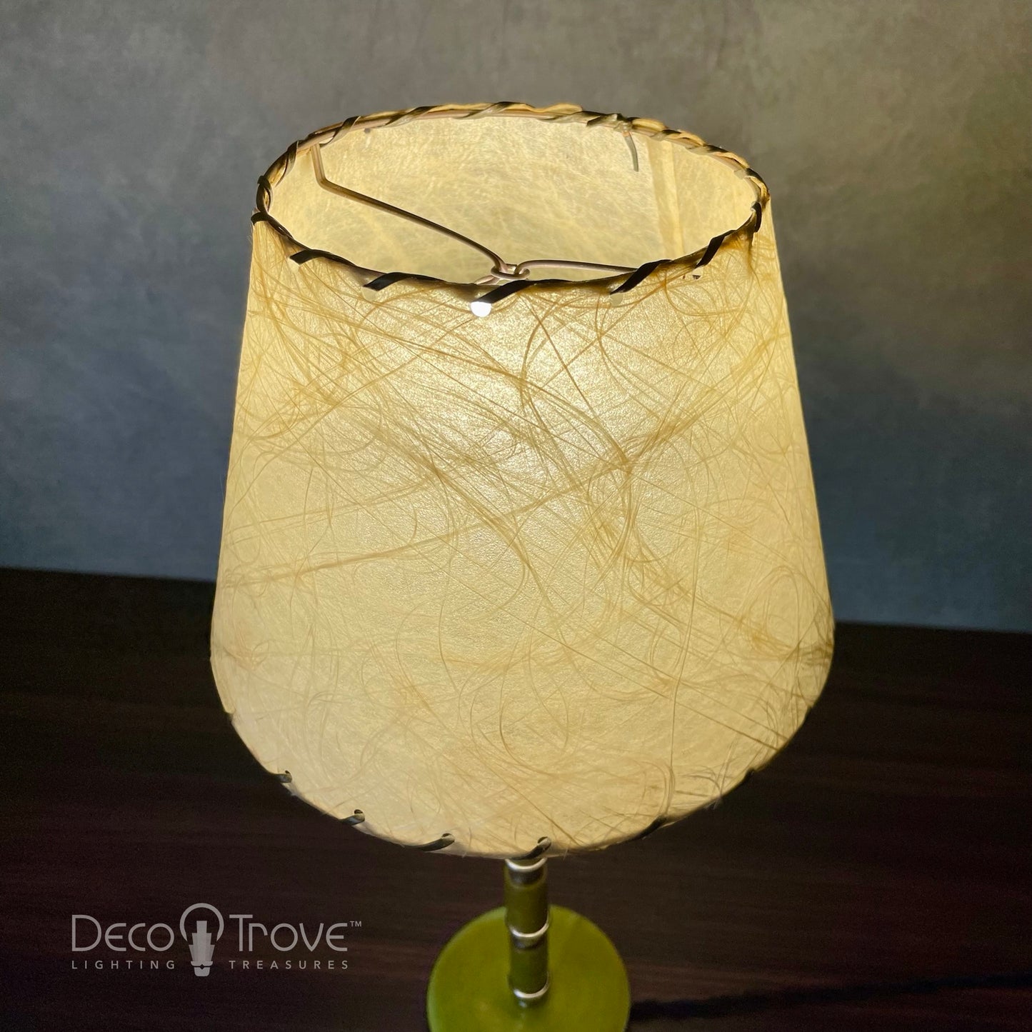 1930s Streamline Deco Segmented Green Bakelite and Chrome Stick Lamp w/Fiberglass Shade