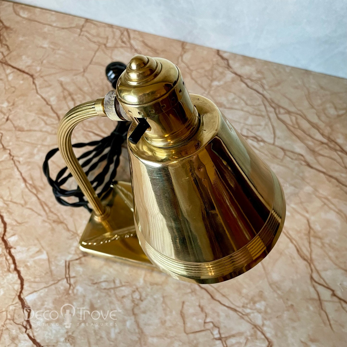 1930s Chase Feather/Quill Brass Desk Lamp