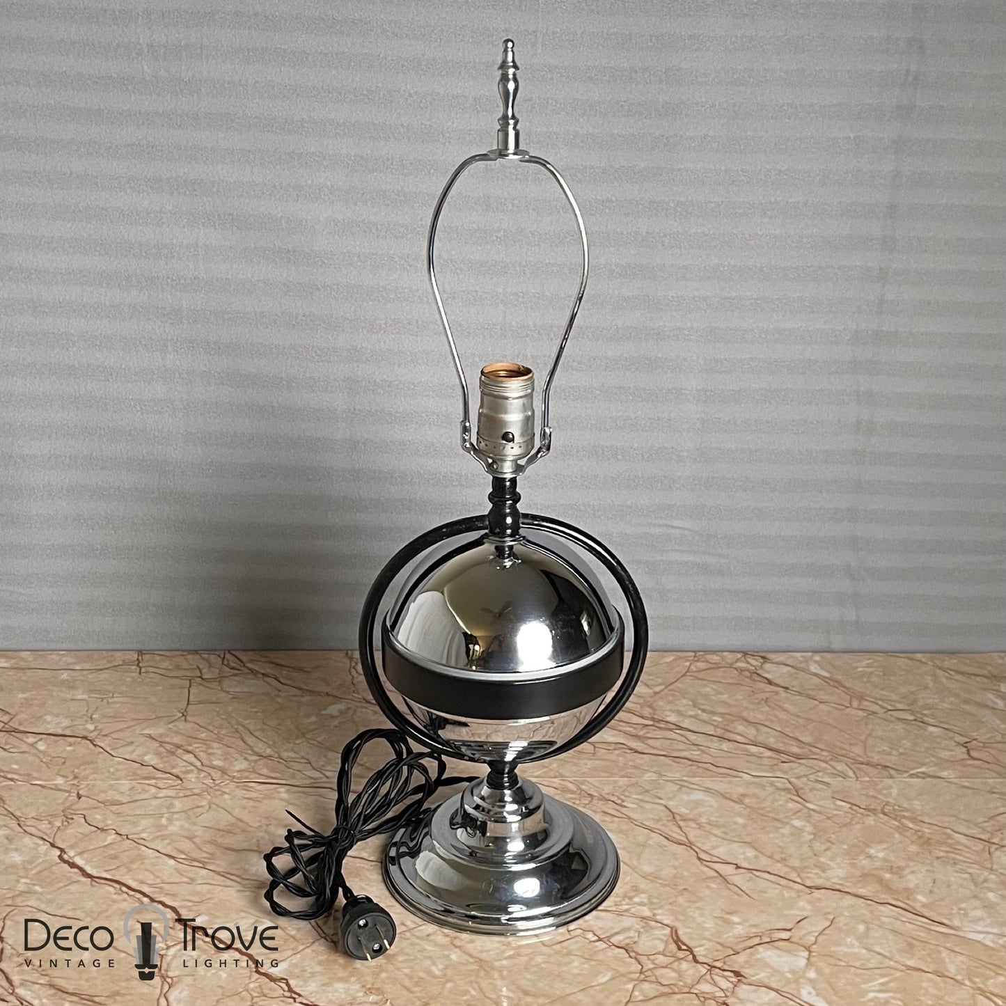 1930s Space/Machine Age Deco Black and Chrome Saturn Lamp