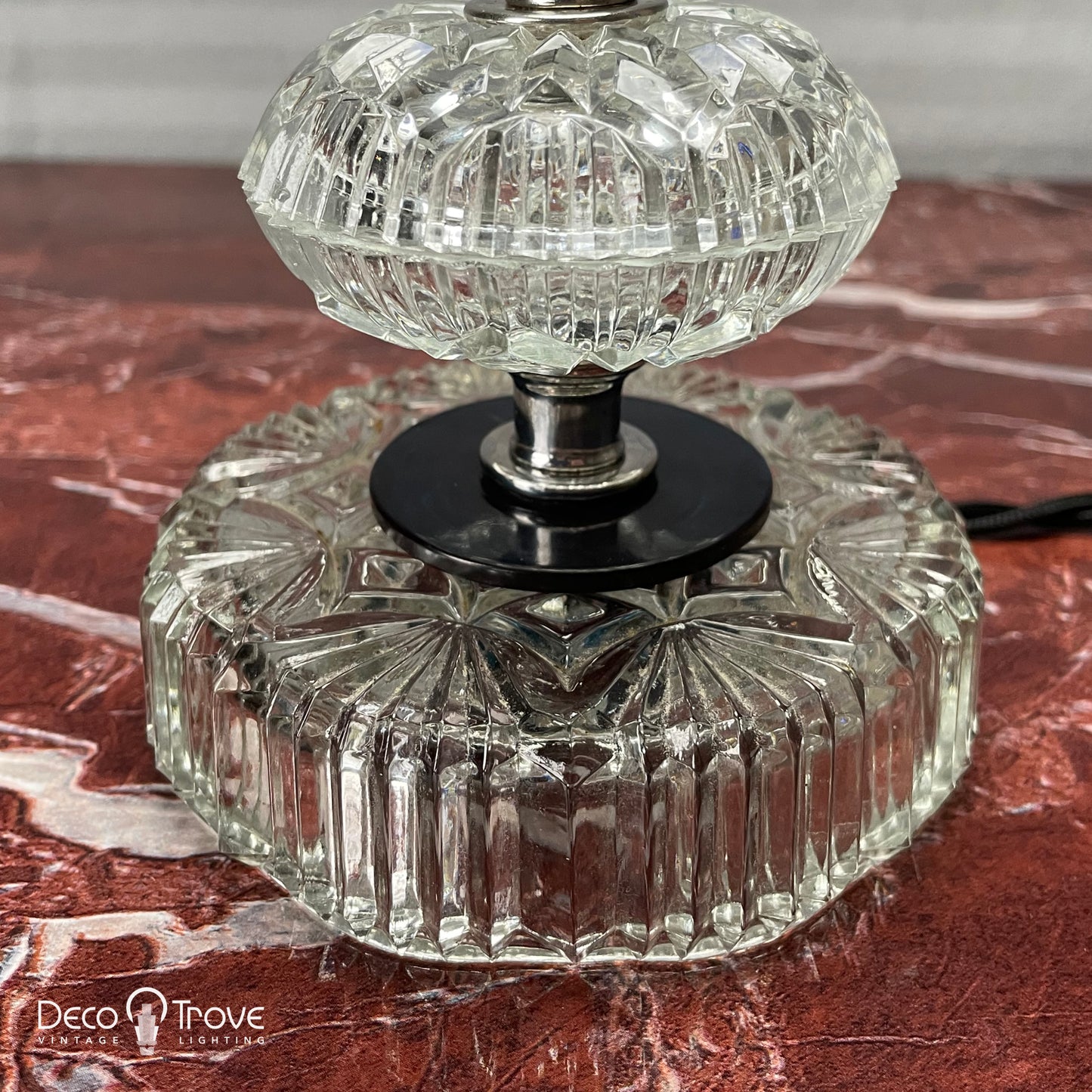 Paire de lampes de boudoir en verre taillé déco bleu cobalt