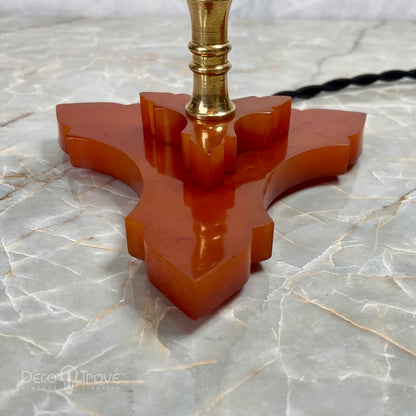 Pair of 1930s Art Deco Tall Red/Amber Fluted Bakelite Lamps