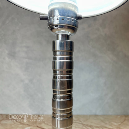 1940s Streamline Machine Age Deco Inset Aluminum Lamp - Similar to Pattyn Products