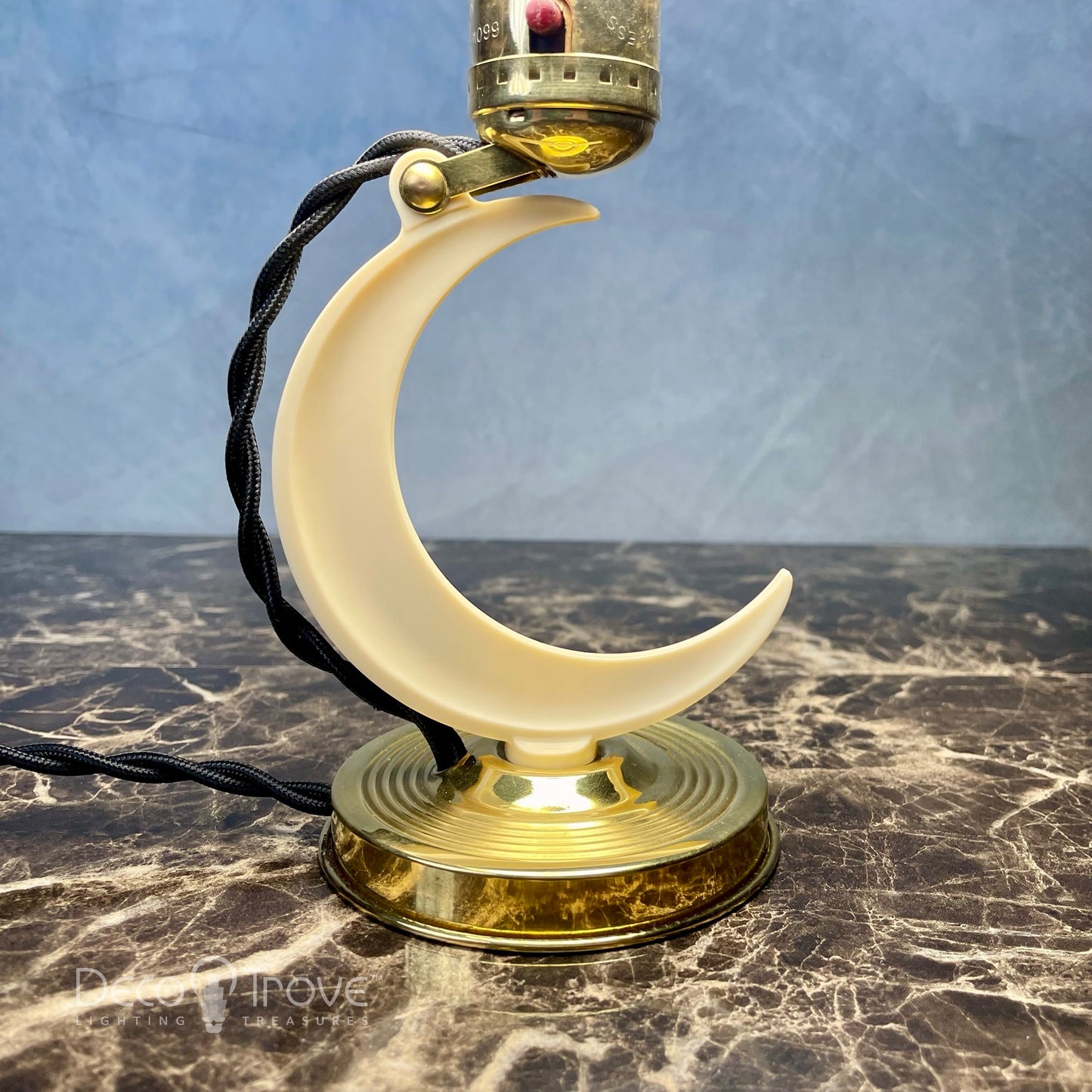 1930s Chase Crescent Moon Brass and Bakelite/Plaskon Dual Use Lamp/Sconce