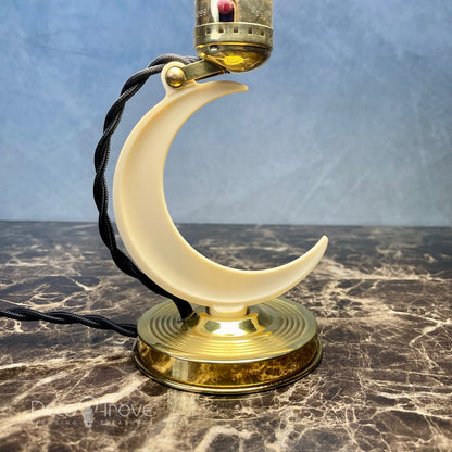 1930s Chase Crescent Moon Brass and Bakelite/Plaskon Dual Use Lamp/Sconce