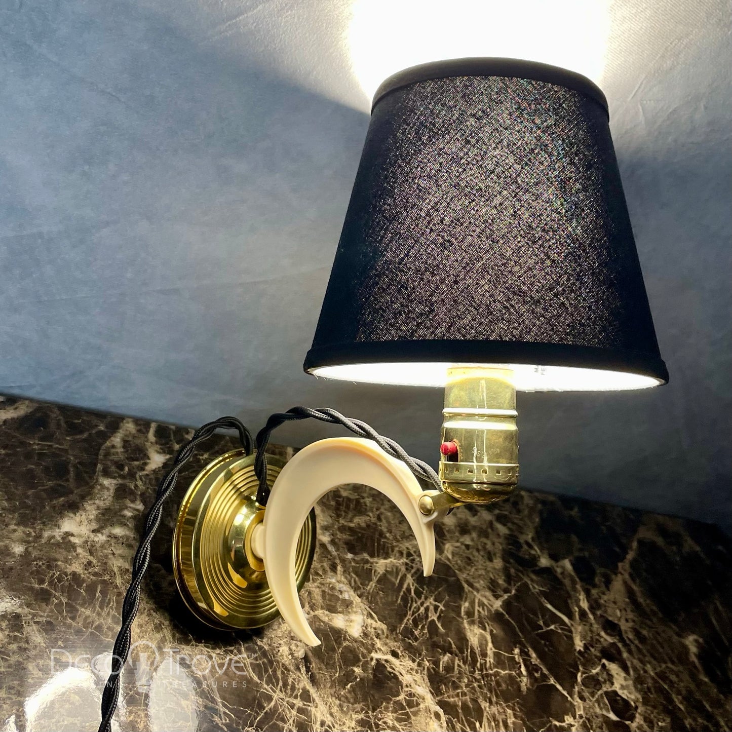 1930s Chase Crescent Moon Brass and Bakelite/Plaskon Dual Use Lamp/Sconce
