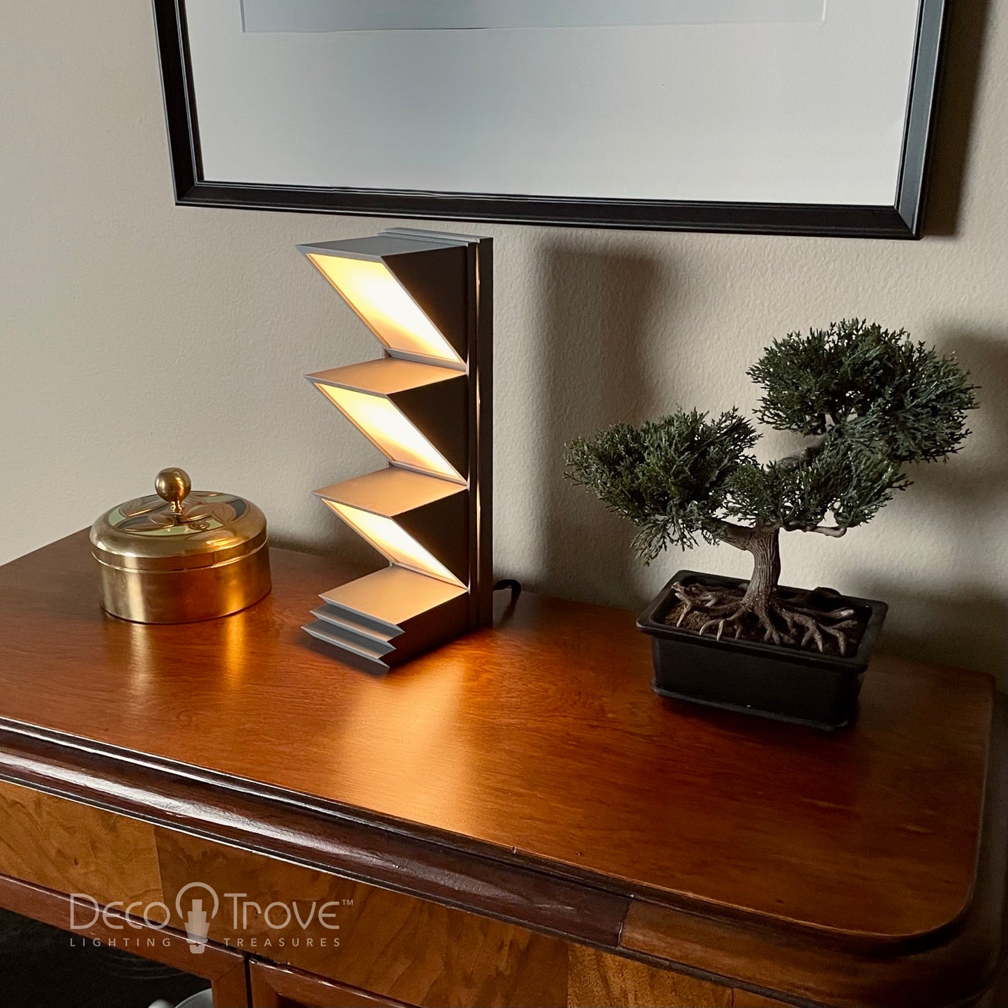 Deskey-Inspired Cubist Deco Lamp – Zig-Zag Skyscraper Stepped Design - ART LITE mini™ D100