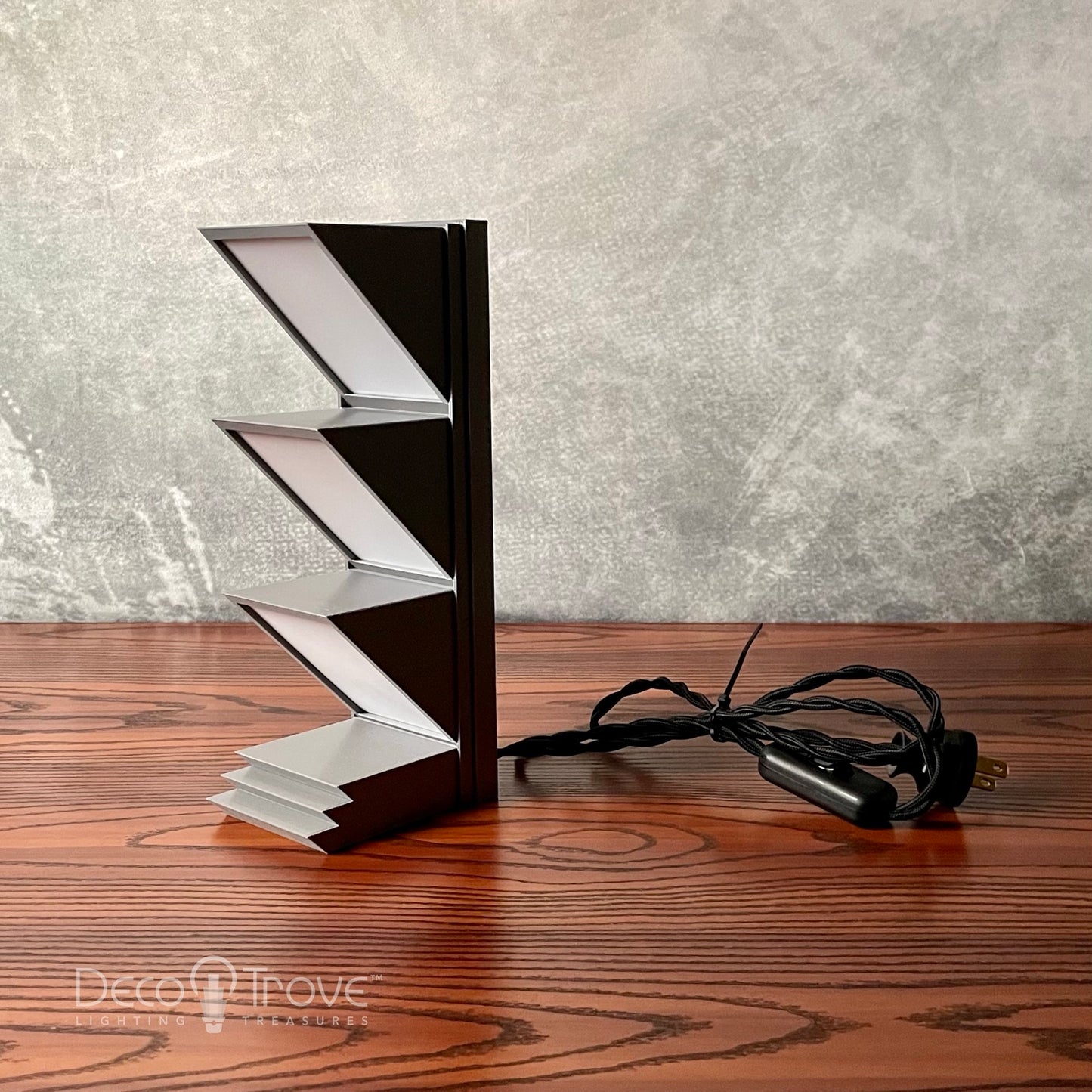 Deskey-Inspired Cubist Deco Lamp – Zig-Zag Skyscraper Stepped Design - ART LITE mini™ D100