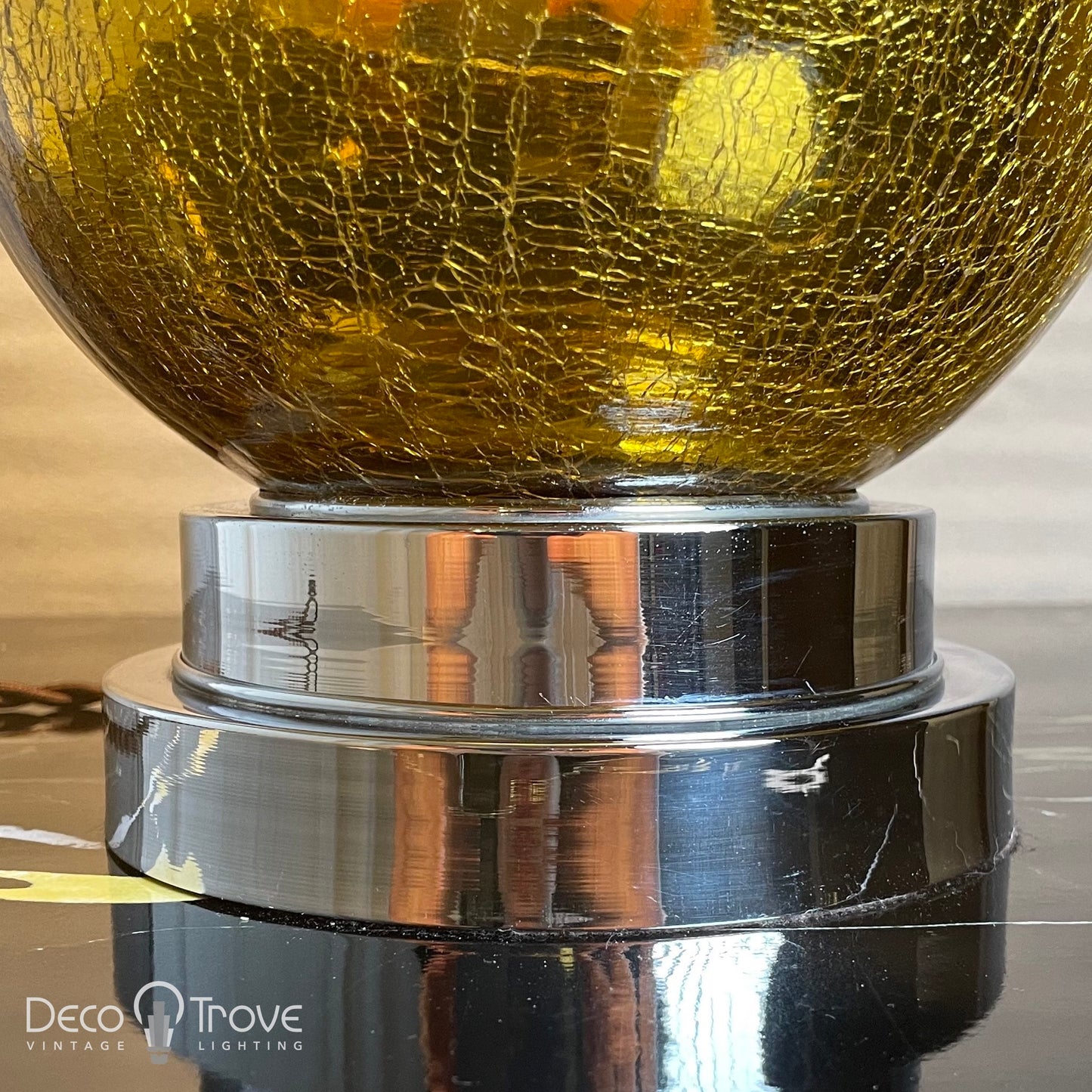 Lámpara de globo de cristal de mercurio craquelado dorado/amarillo