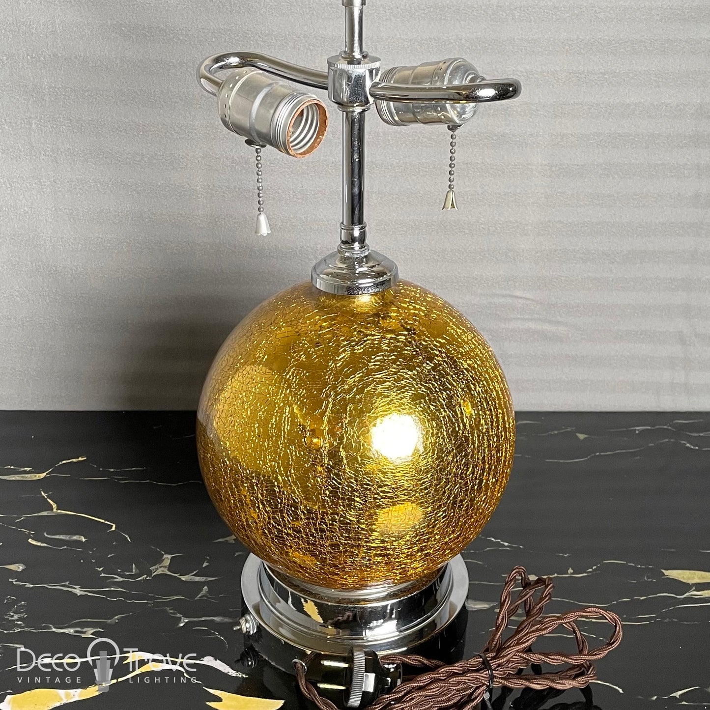 Lámpara de globo de cristal de mercurio craquelado dorado/amarillo