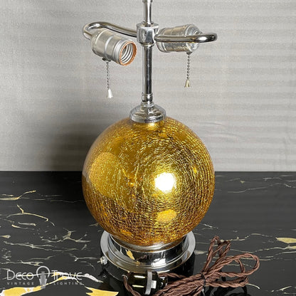 Lámpara de globo de cristal de mercurio craquelado dorado/amarillo